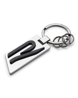 Volkswagen 5H6087010 Keyring Original R Logo Metal Silver Chrome Black For Car Keys