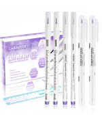 LabAider 6Pcs Professional Surgical Tip Skin Marker Pen Sterile Tattoo Stencil Markers Pen with Paper Ruler for Eyebrow, Lips, Skin- Individually Sterile Wrapped (0.5MM&1MM)