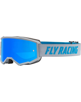 2021 Fly Racing Zone Goggle (Greyblue Sky Blue Mirrorsmoke Lens, Adult)