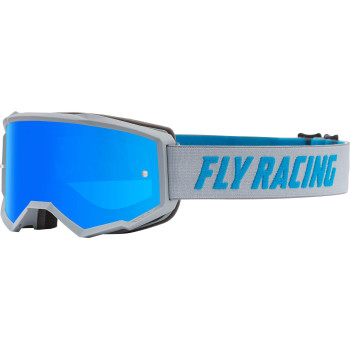 2021 Fly Racing Zone Goggle (Greyblue Sky Blue Mirrorsmoke Lens, Adult)