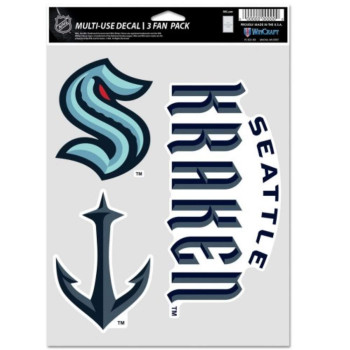 Wincraft Nhl Seattle Kraken Decal Multi Use Fan 3 Pack Team Colors One Size