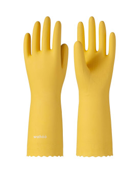 Wahoo Pvc Dishwashing Cleaning Gloves, Reusable Unlined Kitchen Gloves, Non-Slip, Medium