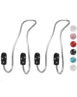 Mtgocha Bling Car Purse Hooks Car Bag Hooks, Cute Rhinestone Car Seat Hooks Hanger, Universal Car Headrest Hook For Purse Bag Metal Car Purse Holder Hook, Bling Car Accessories - Black