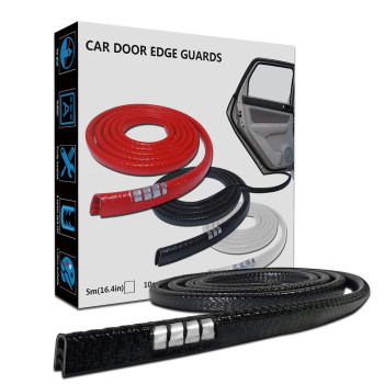 Leadtops Car Door Edge Guards, 164Ft 5M U Shape Moulding Rubber Edge Trim Car Door Protector Guard Black Color