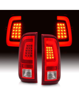 Amerilite For 2008-2016 Ford F250 F350 F450 Sd Ruby Red C-Type Led Tube Tail Lights Wreverse Bulb - Passenger And Driver Side
