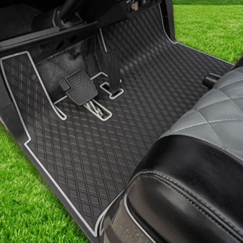 Xtreme Mats Yamaha Drive2 Golf Cart Mat, Full Coverage Golf Cart Floor Liner Mat - Fits Yamaha Drive2 Models Only (2017-2022) & Umax Rally 4X4 - Black With Grey Trim