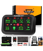 Auxbeam 8 Gang Switch Panel Ga80 Universal Circuit Control Relay System Automatic Dimmable Led On-Off Switch Pod Touch Control Panel Relay Box For Car Truck Pickup Boat Utv Suv-Green, 2 Year Warranty