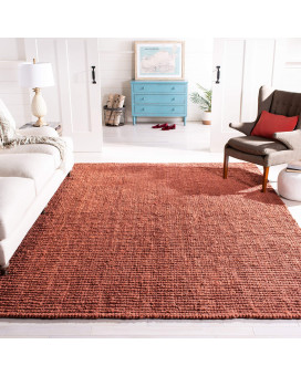 Safavieh Natural Fiber Collection 10 Square Rust Nf447C Handmade Chunky Textured Premium Jute 075-Inch Thick Area Rug