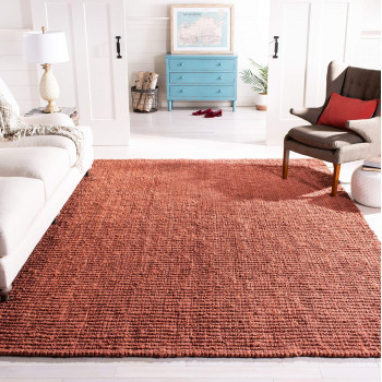 Safavieh Natural Fiber Collection 10 Square Rust Nf447C Handmade Chunky Textured Premium Jute 075-Inch Thick Area Rug