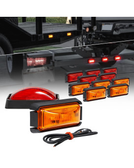 12Pc 25 Amber Red Led Trailer Marker Light Wblack Bezel Dot Fmvss 108] Sae P2Pc] Surface Mount] Waterproof Ip67] Marker Lights For Trailer Truck