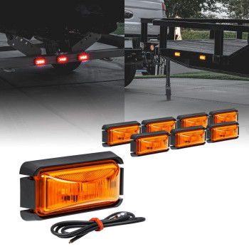 8Pc 25 25 Amber Led Trailer Marker Light Wblack Bezel Dot Fmvss 108] Sae P2Pc] Surface Mount] Waterproof Ip67] Side Marker Lights For Trailer Truck