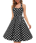 Topdress Womens Vintage Polka Audrey Dress 1950S Halter Retro Cocktail Dress Black Dot Xl New