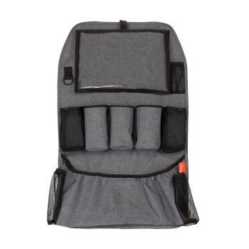 Diono Stow N Go Xl Car Back Seat Organizer For Kids, Kick Mat Back Seat Protector, With 7 Storage Pockets, 2 Drinks Holders, Water Resistant, Durable Material, Gray