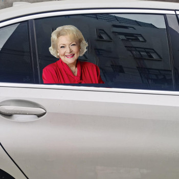 Senksll Betty White Car Window Cling Funny Car Sticker Window Decal For Vehicles Automotive Stickers(For Right Side)