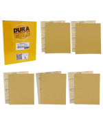 Dura-Gold Premium 9" x 11" Gold Sandpaper, 2 Each 80, 120, 150, 220, 320 Grit Sanding Sheets, 10 Total - Wood Woodworking, Automotive, Cut Use 1/4, 1/3, 1/2 Sheet Finishing Sanders, Hand Sanding Block