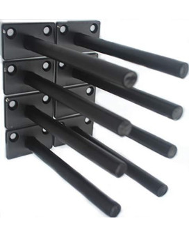 8 Pcs 5 Black Solid Steel Floating Shelf Bracket Blind Shelf Supports - Hidden Brackets For Floating Wood Shelves - Concealed Blind Shelf Support - Screws And Wall Plugs Included
