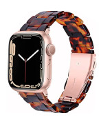 Miimall Compatible Apple Watch Band 49Mm 45Mm 44Mm 42Mm Resin Strap Women Men Bracelet Metal Clasp Buckle Replacement Strap Band For Apple Watch Ultra Se 2 Se, Series 8 7 6 5 4 3 2 1(Tortoise Stone)