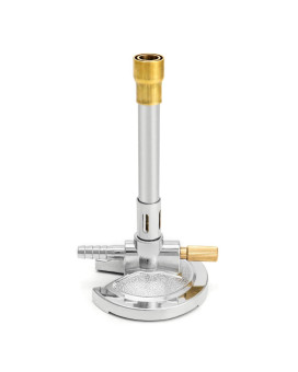 QWORK Lab Bunsen Burner with Flame Stabilizer and Gas Regulator, Threaded Needle Valve, for Lab Heating & Propane & Natural Gas, Heating Tool