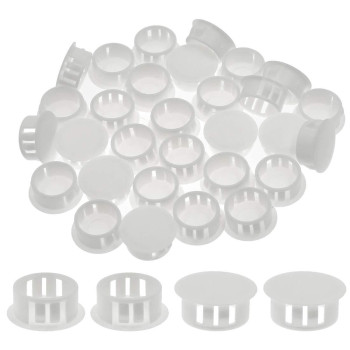 Suiwotin 30PCS 19mm (3/4") White Hole Plugs Plastic Flush Type Hole Plugs Snap in Locking Hole Tube, Furniture Fencing Post Pipe Insert End Caps (White)