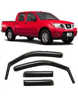 Voron Glass In-Channel Extra Durable Rain Guards For Trucks Nissan Frontier 2005-2021 Crew Cab, Window Deflectors, Vent Window Visors, 4 Pieces-220108