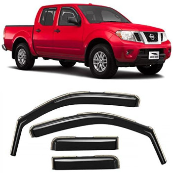 Voron Glass In-Channel Extra Durable Rain Guards For Trucks Nissan Frontier 2005-2021 Crew Cab, Window Deflectors, Vent Window Visors, 4 Pieces-220108