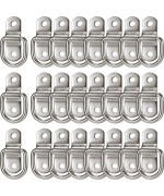 24 Pieces D-Ring Tie Down 14 Inch Stainless Steel D-Rings Trailer 700 Lbs D-Ring Bracket D Ring Mounting Plate For Ratchet Tie Down Straps Car Truck Bed Cargo (Silver)
