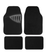 Pic Auto Carpet Car Floor Mats With Gray Carbon Fiber Heel Pad - Front And Rear Mats Universal Fit For Suvs, Sedans, Vans (4 Pcs)