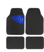 Pic Auto Carpet Car Floor Mats With Blue Carbon Fiber Heel Pad - Front And Rear Mats Universal Fit For Suvs, Sedans, Vans (4 Pcs)