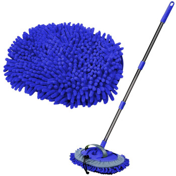 Willingheart 475 Car Wash Brush Mop Cleaning Tool With Long Handle Kit For Washing Detailing Cars Truck, Suv, Rv, Trailer, Boat 2 In 1 Chenille Microfiber Sponge Duster Not Hurt Paint Scratch Free