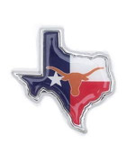 The University Of Texas Longhorns Metal Auto Emblem (State Shaped (Texas Flag))