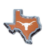 The University Of Texas Longhorns Metal Auto Emblem (State Shape (Orange))