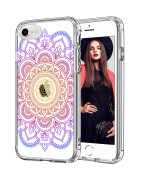 Icedio Iphone Se 2022 Case,Iphone Se 2020 Case,Iphone 8 Case,Iphone 7 Case With Screen Protector,Clear Tpu Cover With Fashion Designs For Girls Women,Protective Phone Case Colorful Henna