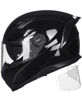 Ilm Motorcycle Helmets Full Face With Anti-Fog Pinlock Optional Heated Shield For Snowmobile Cascos Para Motos For Men Women Dot Model-129 (Gloss Black, M)