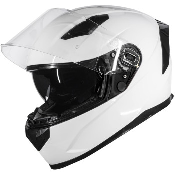 Ilm Motorcycle Snowmobile Full Face Helmet Pinlock Insert Anti-Fog Dual Visor Motocross Atv Casco For Men Women Dot Model-129 (White, L)