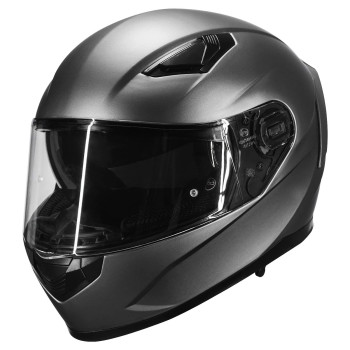 Ilm Motorcycle Snowmobile Full Face Helmet Pinlock Insert Anti-Fog Dual Visor Motocross Atv Casco For Men Women Dot Model-129 (Gray, L)