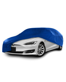 Cosmos - Indoor Car Cover Compatible With Main Large Saloon Models, Elastic, Breathable And Dustproof Fabric, Soft Lining, Snug Fit, Blue