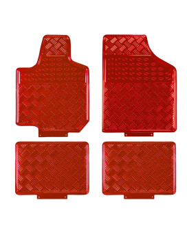 August Auto All Weather Aluminum Universal Fit Car Floor Mats Fit For Sedan, Suvs, Truck And Vans Set Of 4 (Red)