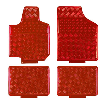 August Auto All Weather Aluminum Universal Fit Car Floor Mats Fit For Sedan, Suvs, Truck And Vans Set Of 4 (Red)