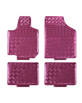 August Auto All Weather Aluminum Universal Fit Car Floor Mats Fit For Sedan, Suvs, Truck And Vans Set Of 4 (Pink)