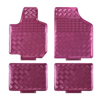 August Auto All Weather Aluminum Universal Fit Car Floor Mats Fit For Sedan, Suvs, Truck And Vans Set Of 4 (Pink)