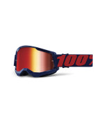 100% Strata 2 Motocross & Mountain Bike Goggles - Mx And Mtb Racing Protective Eyewear (Masego - Mirror Red Lens)