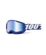 100% Strata 2 Motocross & Mountain Bike Goggles - Mx And Mtb Racing Protective Eyewear (Blue - Mirror Blue Lens)