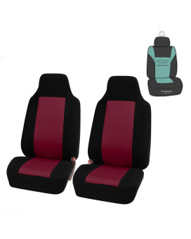 Fh Group Automotive Car Seat Covers Burgundy Interior Front Seats Only Accessories High Back Combo Classic Cloth Car Seat Cover Front Set Universal Fit Cars Trucks And Suv Car Interior Accessories