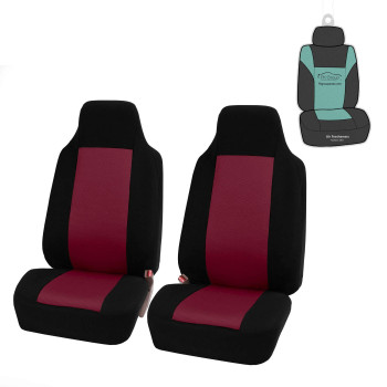 Fh Group Automotive Car Seat Covers Burgundy Interior Front Seats Only Accessories High Back Combo Classic Cloth Car Seat Cover Front Set Universal Fit Cars Trucks And Suv Car Interior Accessories