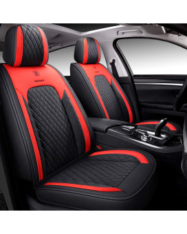 Babyblu Leather Car Seat Covers, Faux Leatherette Automotive Vehicle Cushion Cover For Cars Suv Pick-Up Truck Universal Fit Set For Auto Interior Accessories ( (Airbag Compatible) (Red)