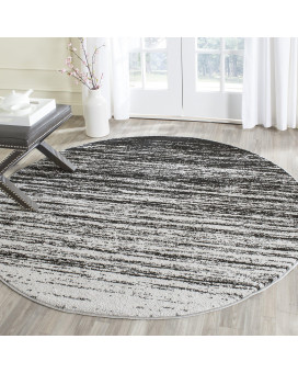 Safavieh Adirondack Collection 12 Round Silver Black Adr113A Modern Ombre Non-Shedding Dining Room Entryway Foyer Living Room Bedroom Area Rug