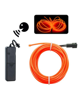 Maxlax El Wire Orange, Sound Activatedconstant Lightslow Flash 9Ft Neon Lights Wire Glowing Strobing Electroluminescent Wire With Battery Operated For Diy Decoration