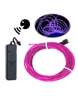 Maxlax El Wire Purple, Sound Activatedconstant Lightslow Flash 9Ft Neon Lights Wire Glowing Strobing Electroluminescent Wire With Battery Operated For Diy Decoration