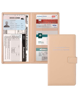 Gnegni Leather Car Registration And Insurance Card Holder, Auto Truck Document Holder Vehicle Glove Box Paperwork Organizer Wallet With Magnetic Closure For License, Cards & Essential Documents