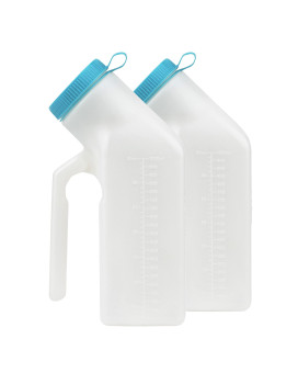 35 Oz Male Urinal Bottles (2 Pack) - Plastic Urinal Bottles - Portable Urinal Bottles - Urinal Bottles With Leakproof Screw-On Lid - Urinal Bottles - Easy-To-Read Measurement Lines - Stock Your Home